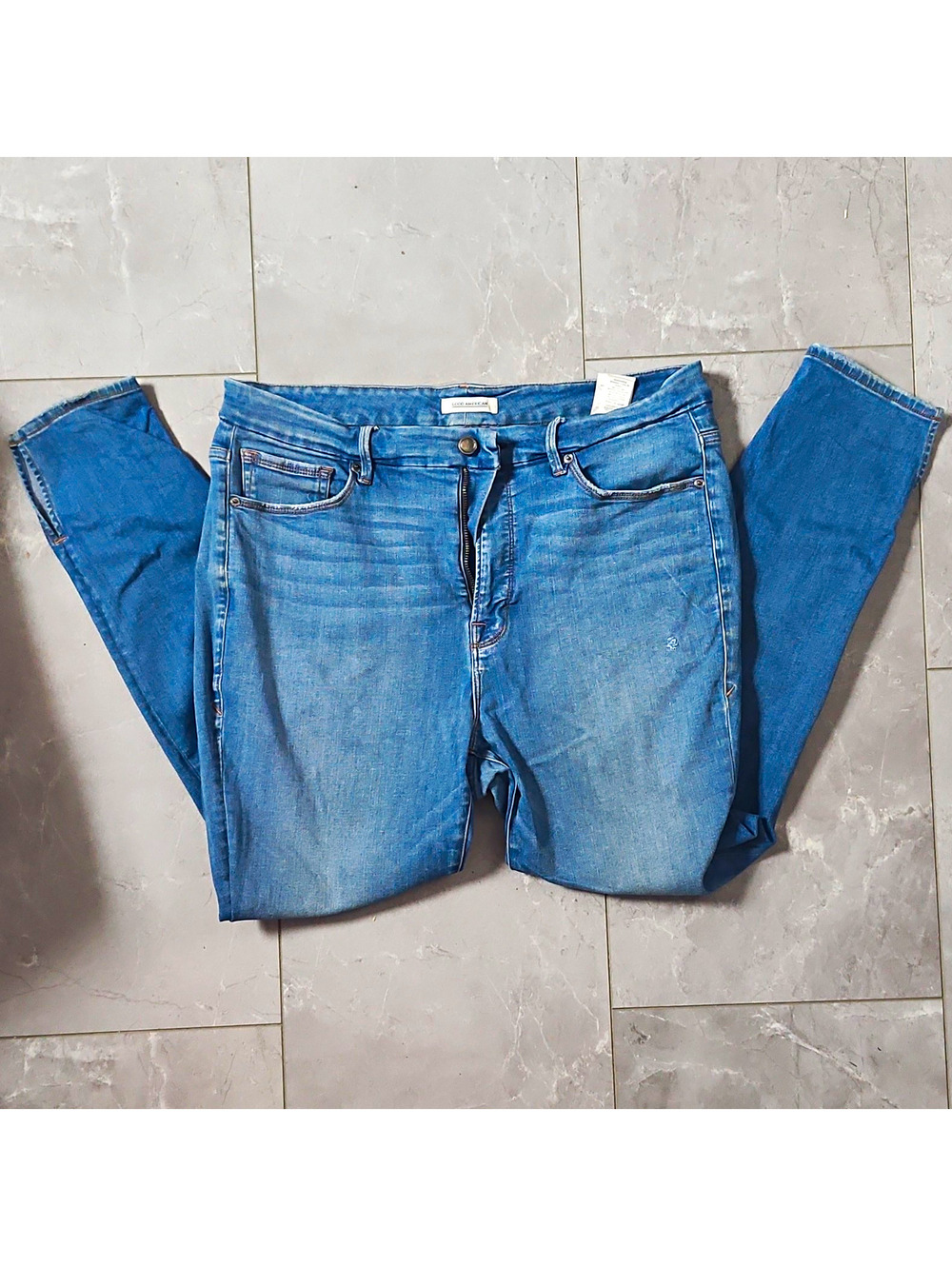 Good American Women's Blue Light Wash Skinny Slim Fit Stretch 5-Pocket Jeans 16